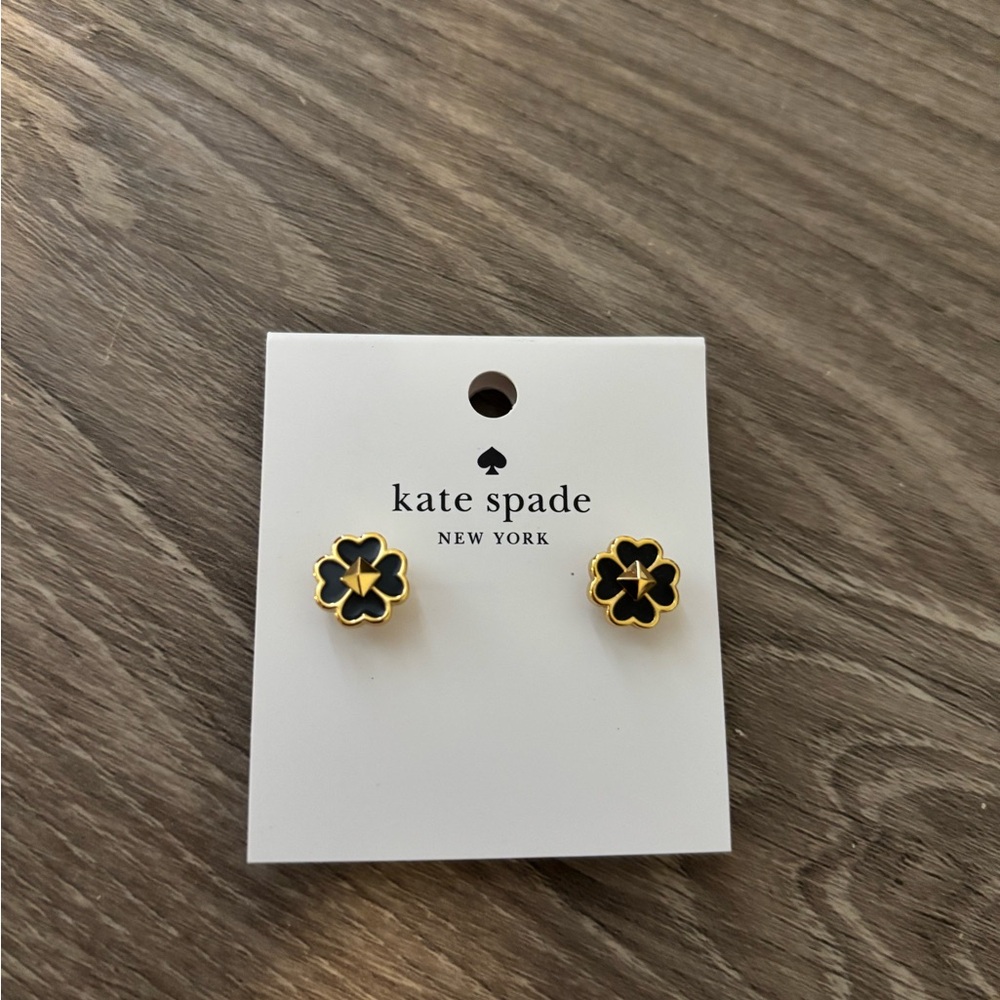 Kate Spade Black and Gold Floral Earrings